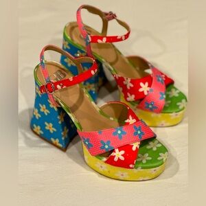 Gianni Bini Ulti-Mate floral rainbow rhinestone heels